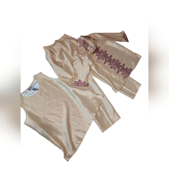 3 Piece Vintage Set Maggie Sweet Petite Medium Fancy Evening Silk Look Asian - Picture 4 of 8